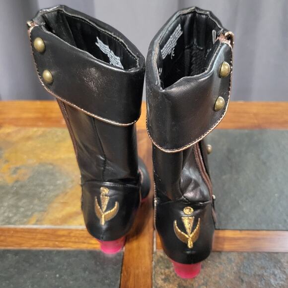 Disney Anna Costume Boots for Kids Frozen 2 Girls size 7/8 Black Zip Up Boots - Picture 4 of 7